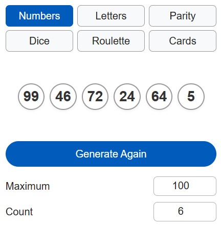 5-in-1 Random Number Generator