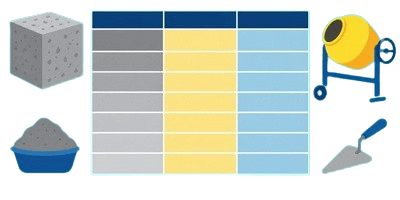 Concrete and Mortar Density Table pscture