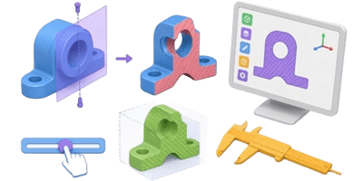Icon 3D Part Cross-Section Calculator
