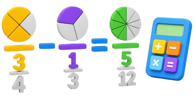 3D Fraction Subtraction Calculator Icon Fraction Subtraction Calculator