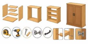 Building Modular Wooden Shelves and Doors Icon